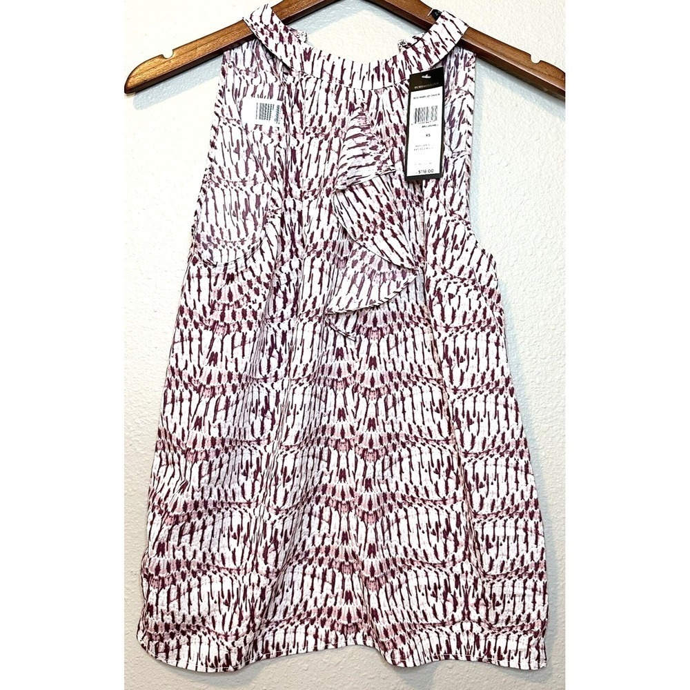 BCBGMAXAZRIA Tank Top Womens XS Sleeveless Ruffle Front Halter Neckline